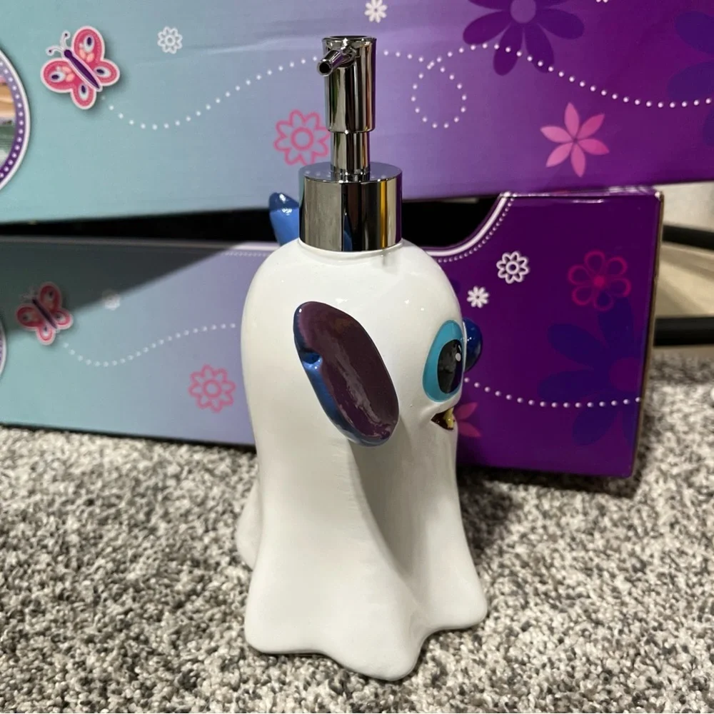 Disney Stitch Ghost Figure Soap Pump Dispenser Refillable New!
